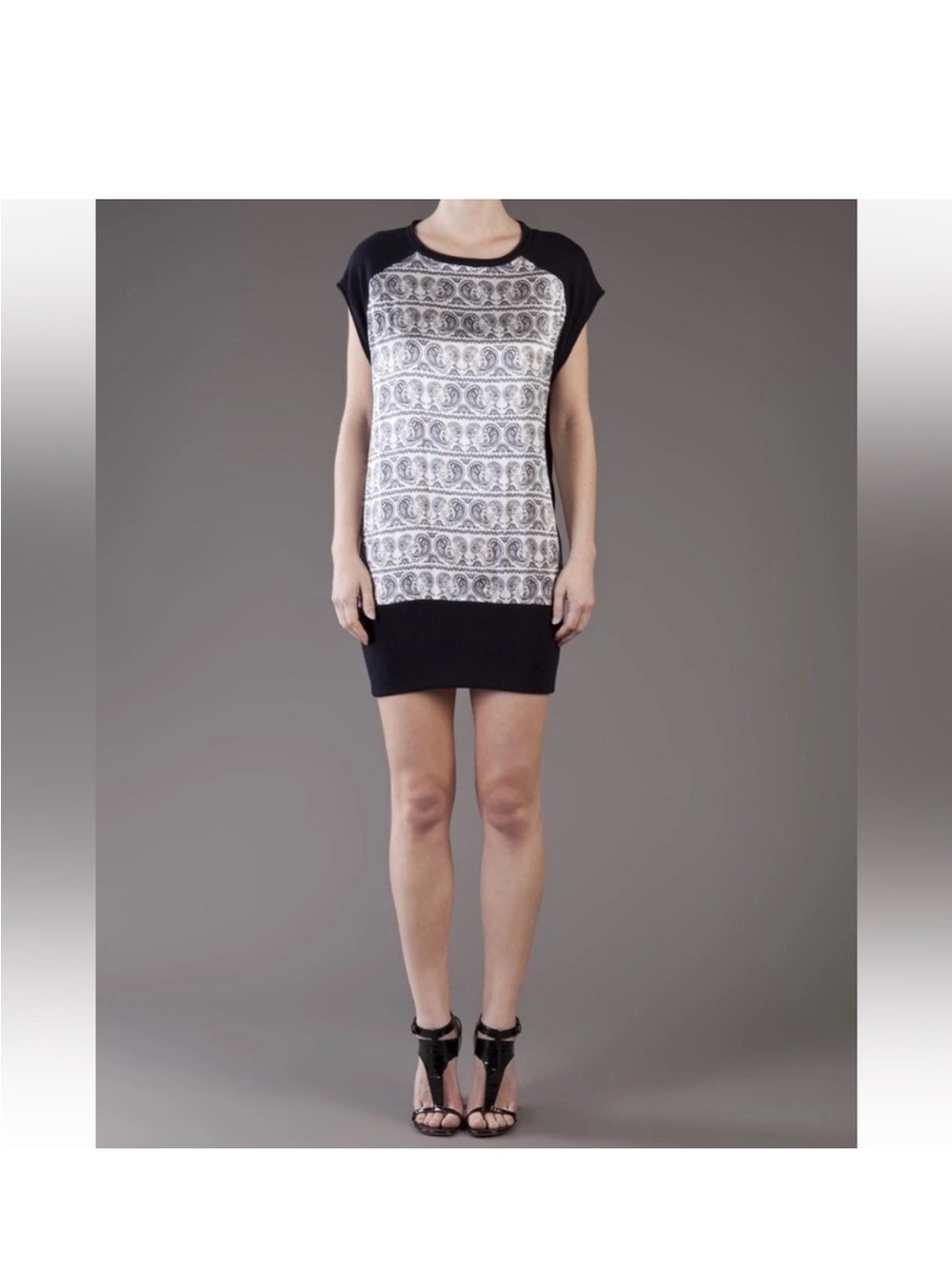 Pierre Balmain Black and White Printed Tunic Dress
